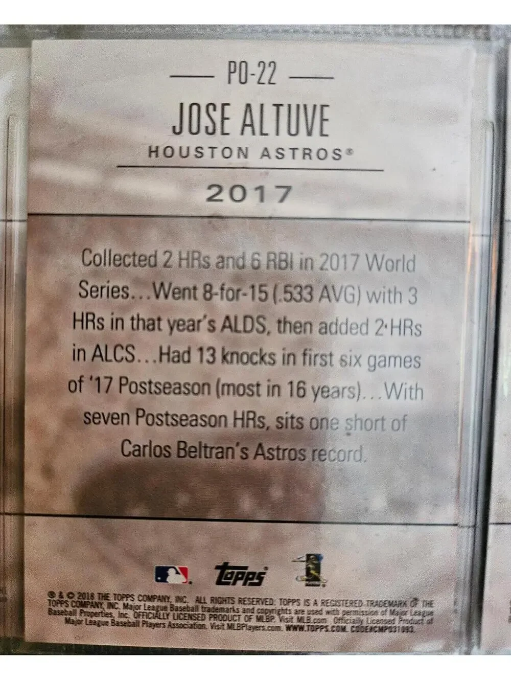 Jose Altuve 2018 Topps Update (BLUE) #PO-22 Houston Astros